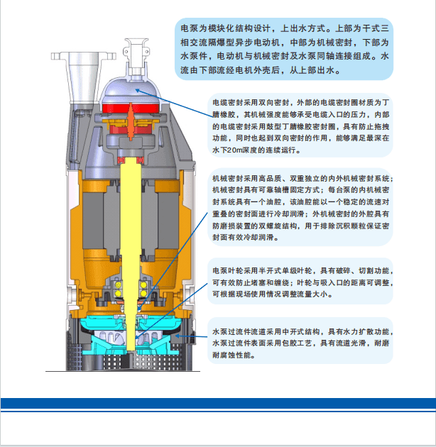 潜水排沙电泵剖面图